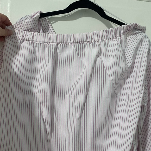Strapless pink and white striped shirt with bell sleeves! - Picture 3 of 5